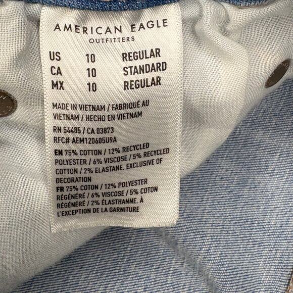 American Eagle Light Wash Curvy Super High Rise Stretch Flare Jeans Womens Sz 10 - Picture 10 of 12